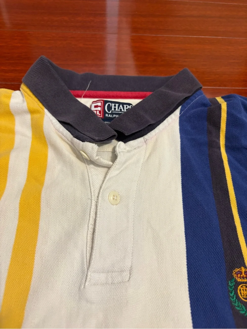 Men’s Vintage Polo Ralph Lauren Color Block Striped Polo Size XXL Red Blue